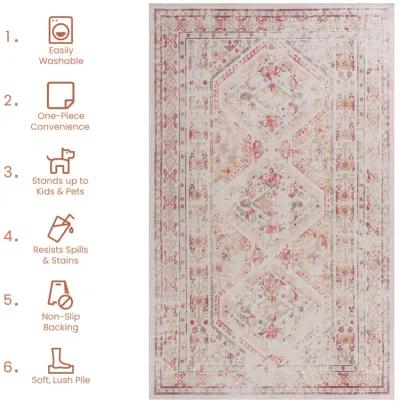 Kaden 2' x 3' Beige/ Machine Washable Low-Pile, Non-Slip, Non-Shedding, Foldable, Kid & Pet Friendly Area Rug