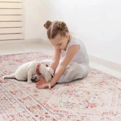 Kaden 3' x 5' Beige/ Machine Washable Low-Pile, Non-Slip, Non-Shedding, Foldable, Kid & Pet Friendly Area Rug