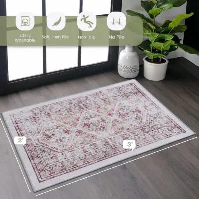 Kaden 3' x 5' Beige/ Machine Washable Low-Pile, Non-Slip, Non-Shedding, Foldable, Kid & Pet Friendly Area Rug