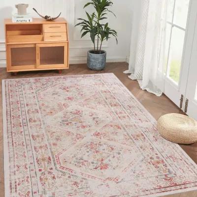 Kaden 4' x 6' Beige/ Machine Washable Low-Pile, Non-Slip, Non-Shedding, Foldable, Kid & Pet Friendly Area Rug