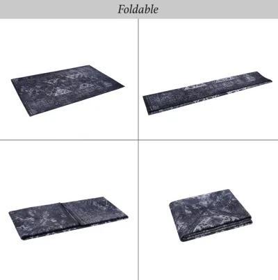 Kaden 2' x 3' Black/Gray Machine Washable Low-Pile, Non-Slip, Non-Shedding, Foldable, Kid & Pet Friendly Area Rug