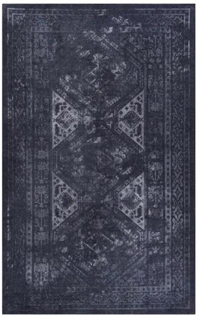 Kaden 8' x 10' Black/Gray Machine Washable Low-Pile, Non-Slip, Non-Shedding, Foldable, Kid & Pet Friendly Area Rug