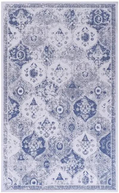 Rigo 2' x 3' Blue/ Machine Washable Low-Pile, Non-Slip, Non-Shedding, Foldable, Kid & Pet Friendly Area Rug