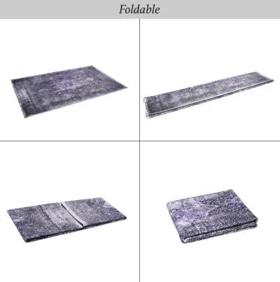 Bovi 2' x 3' Anthracite/ Machine Washable Low-Pile, Non-Slip, Non-Shedding, Foldable, Kid & Pet Friendly Area Rug