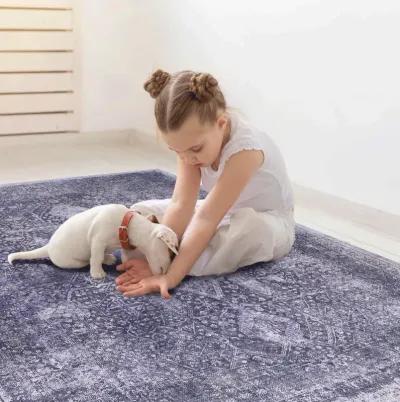 Bovi 8' x 10' Anthracite/ Machine Washable Low-Pile, Non-Slip, Non-Shedding, Foldable, Kid & Pet Friendly Area Rug