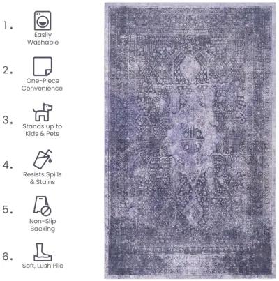 Bovi 8' x 10' Anthracite/ Machine Washable Low-Pile, Non-Slip, Non-Shedding, Foldable, Kid & Pet Friendly Area Rug