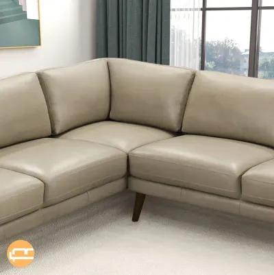 Bexley Beige Leather Sectional Sofa Left Facing Chaise