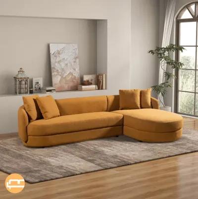 Chesterton Cognac Boucle Right Sectional Sofa