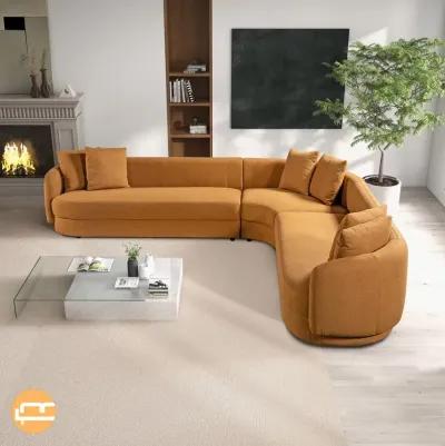 Highland Cognac Boucle Corner Sofa