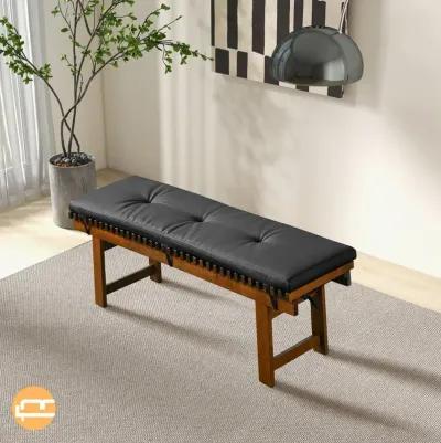 Evans Black Leather Bench