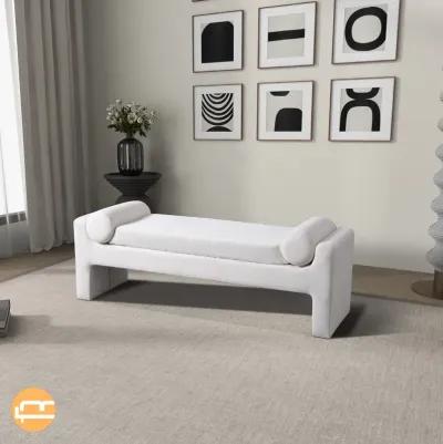 Orion White Boucle Bench