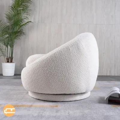 Crockett Cream Boucle Swivel Barrel Chair