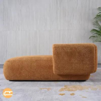 Canton Orange Boucle Chaise Lounge