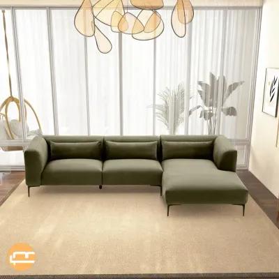 Savoy Green Velvet L Shaped Right Sectional Sofa