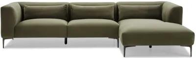 Savoy Green Velvet L Shaped Right Sectional Sofa