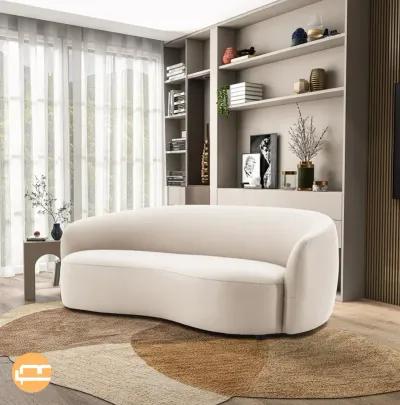 Vista Beige Leather Japandi Sofa