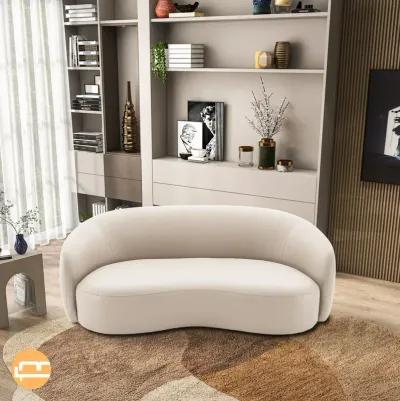 Vista Beige Leather Japandi Sofa