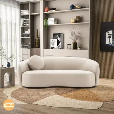 Vista Beige Leather Japandi Sofa