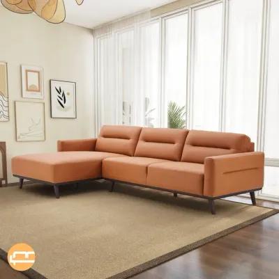 Baltic Sectional Left Cognac Leather Sofa