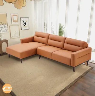 Baltic Sectional Left Cognac Leather Sofa