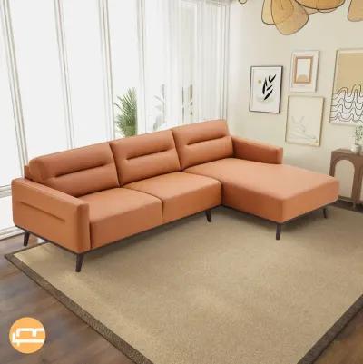 Baltic Sectional Right Cognac Leather Sofa