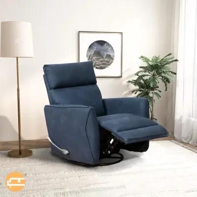 Bandera Swivel Glider Recliner Chair - Midnight Blue Linen