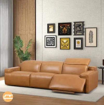 Lakewood Triple PWR Recliner Sofa - Tan Leather