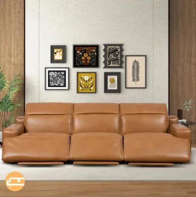 Lakewood Triple PWR Recliner Sofa - Tan Leather