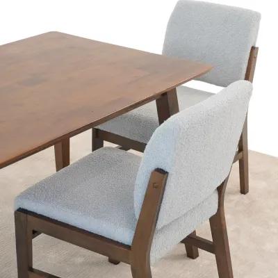 Bernard Dining Chair Set of 2 - Light Grey Boucle