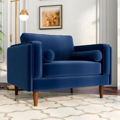 Fordham Navy Blue Velvet Lounge Chair