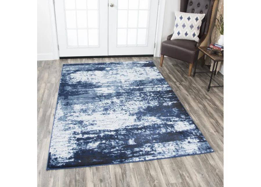 Panache Ivory/Blue Abstract Polypropylene 7'10" x 10'10" Rectangle Rug