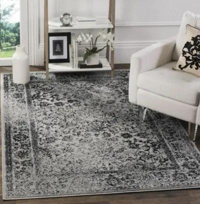 Adirondack Contemporary Grey / Black 2'-6" X 12' Powerloomed Rug