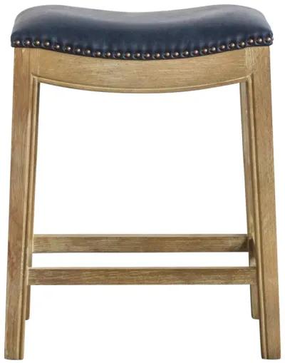 Elmo KD Bonded Leather Counter Stool Weathered Smoke Legs, Vintage Blue