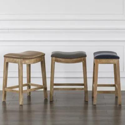 Elmo KD Bonded Leather Counter Stool Weathered Smoke Legs, Vintage Blue