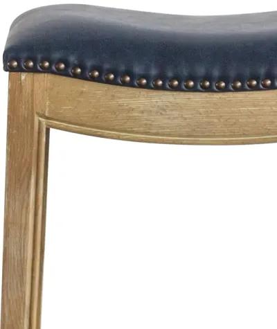 Elmo KD Bonded Leather Counter Stool Weathered Smoke Legs, Vintage Blue