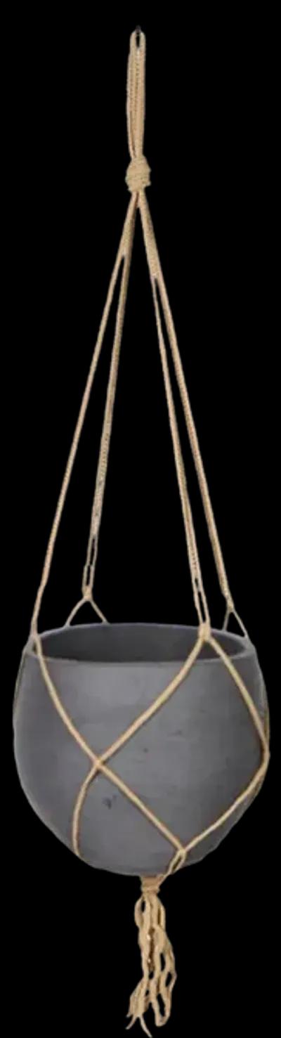 Craft Small Hanging Pot With Netting - Black Wash