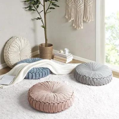 Intelligent Design Loretta Aqua Poly Chenille Round Floor Pillow Cushion