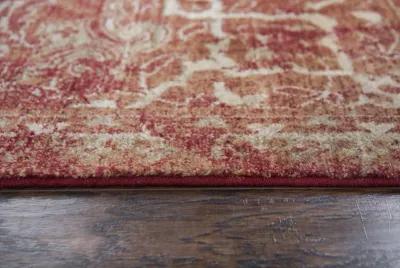 Gossamer Red Medallion Distress 100% New Zealand Wool 2'6" x 8' Runner Rug