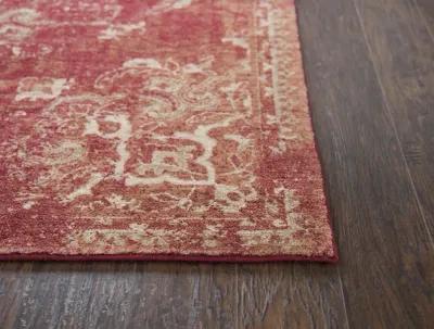 Gossamer Red Medallion Distress 100% New Zealand Wool 2'6" x 8' Runner Rug