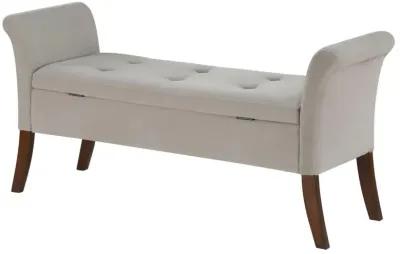 Farrah Upholstered Rolled Arms Storage Bench Beige and Brown