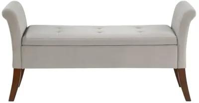 Farrah Upholstered Rolled Arms Storage Bench Beige and Brown