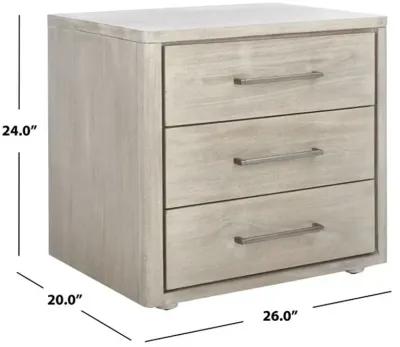 Rosey 3 Drawer Wood Nightstand