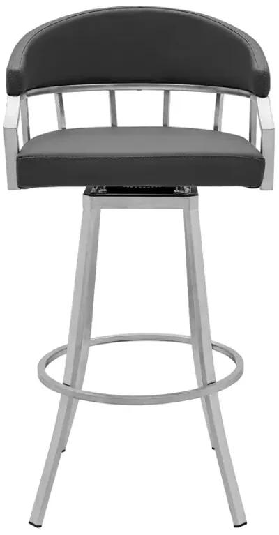 Palmdale Swivel Modern Faux Leather Bar and Counter Stool in Brushed Stainless Steel Finish