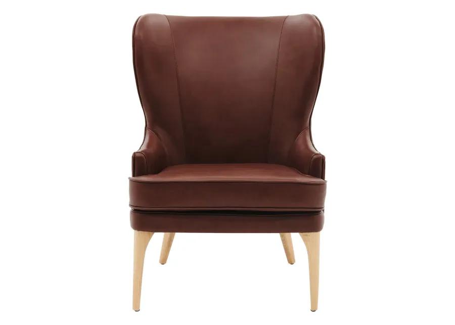 bjorn kd top grain leather accent chair, garrett brown