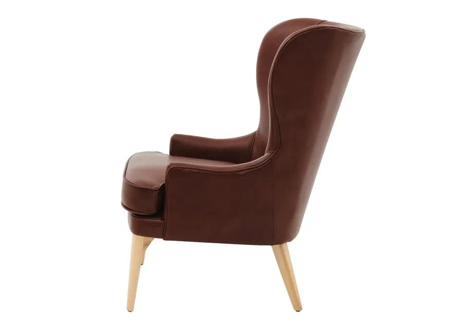 bjorn kd top grain leather accent chair, garrett brown