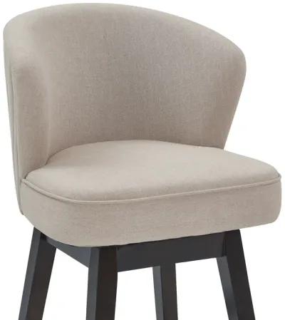 Brandy 30" Bar Height Swivel Tan Fabric and Espresso Wood Bar Stool