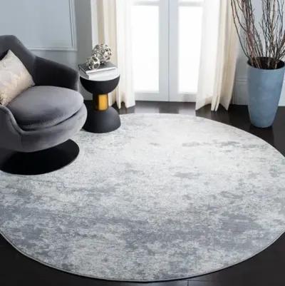 Brentwood 822 Grey / Ivory 9' X 9' Round Round Powerloomed Rug