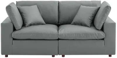 Commix Down Filled Overstuffed Vegan Leather Loveseat