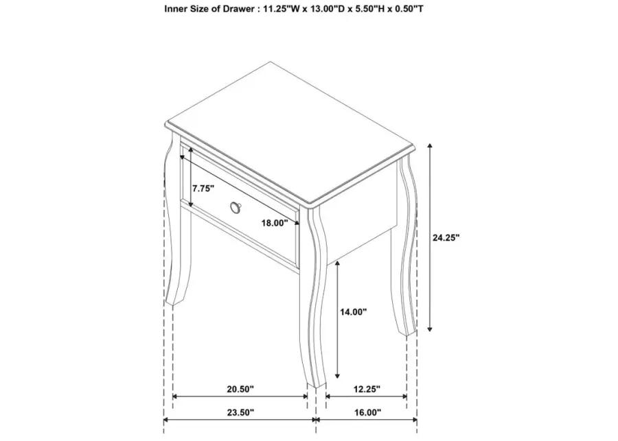 Dieppe 1-Drawer Nightstand Cream White