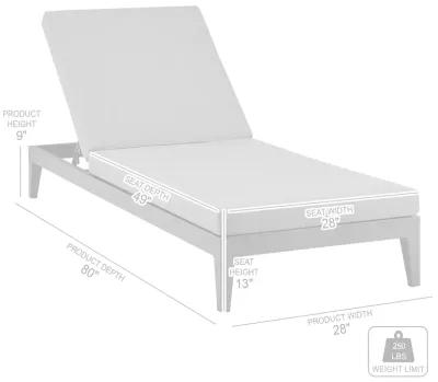 Argiope Outdoor Patio Adjustable Chaise Lounge Chair in Aluminum with Gray Cushions